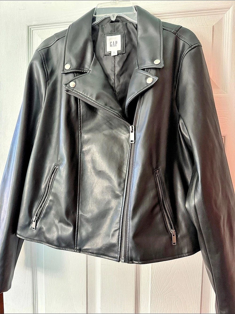 Gap Vegan Leather Moto Jacket Black XL - New Without Tags